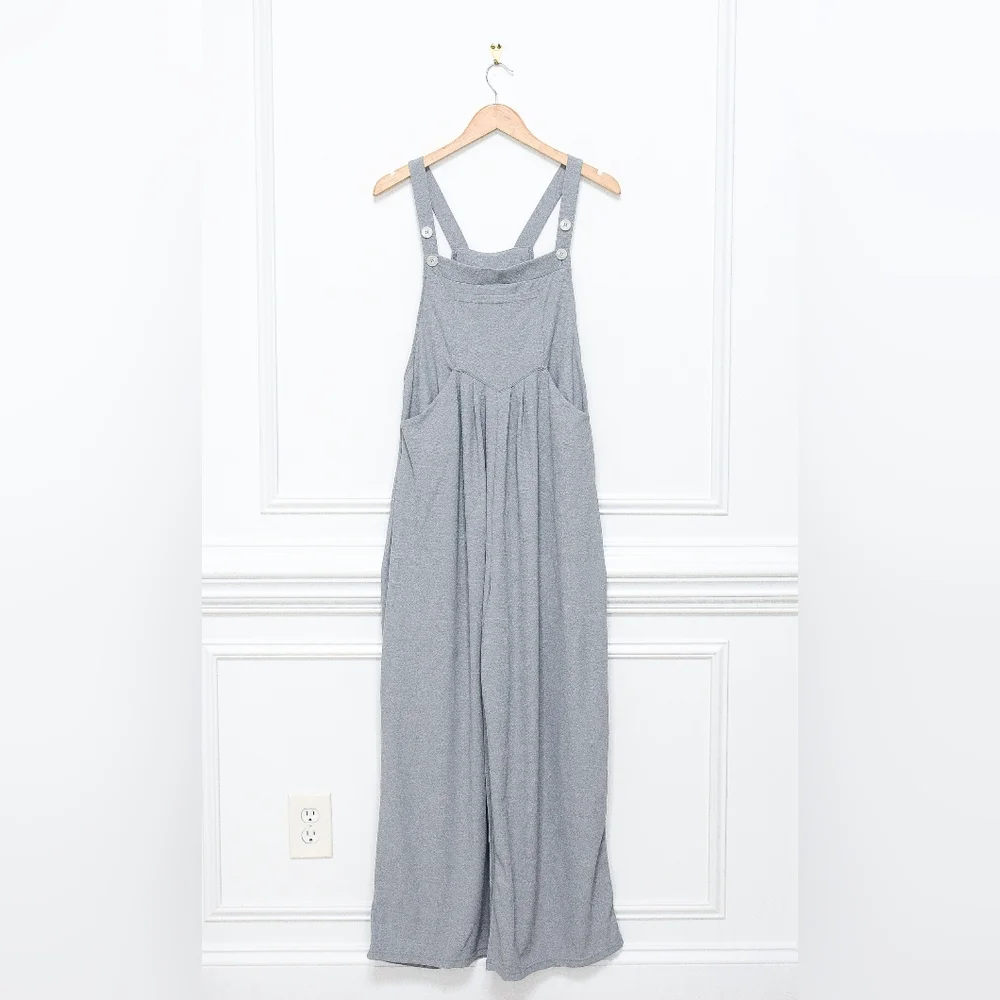 NWT Halara Adjustable Strap Wide Leg Overalls Gray Pockets Size M - Picture 3 of 9